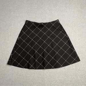 LOFT Mini Skirt Womens XS Petite Black Windowpane A-line Casual